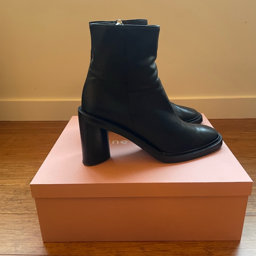 Acne Black Heeled Leather Boots